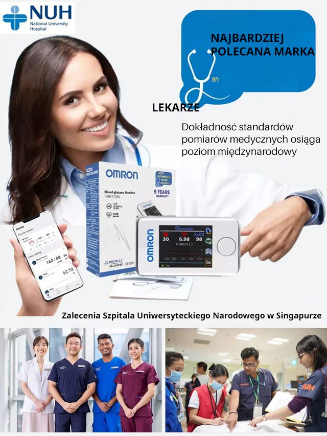 OMRON monitor poziomu glukozy we krwi na palec.