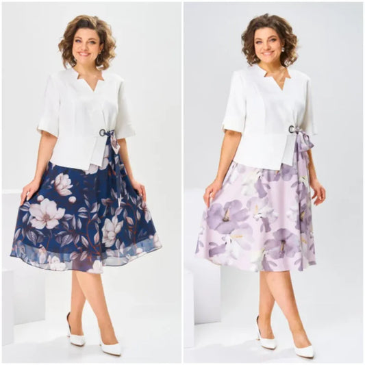 🌸[S-5XL]Wysokiej jakości sukienka z bawełny i jedwabiu