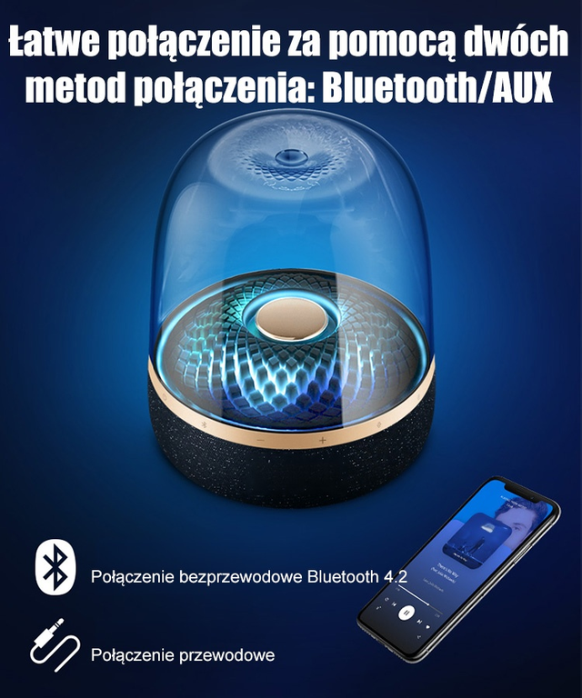 Nowy, przeszklony, kolorowy, lekki głośnik bluetooth