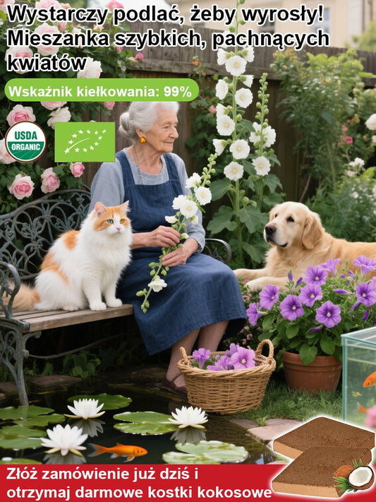 [Żyje po podlaniu] Wiele odmian silpachnących szybkosadnych nasion kwiat+z dołączoną cegłą kokosową