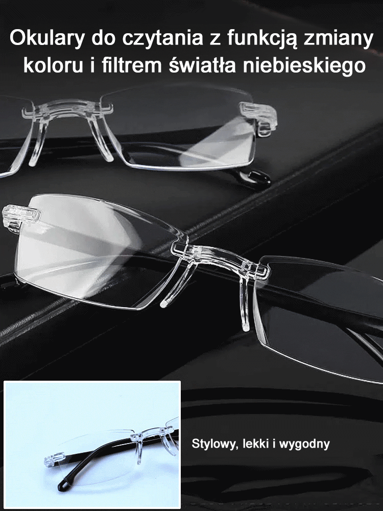 Bezramkowe okulary do czytania z regulacją ostrośc