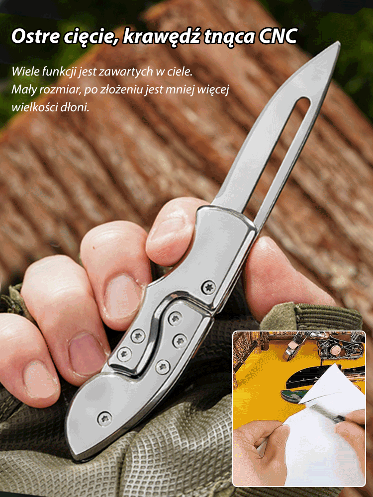 Outdoor mini metalowy nóż składany mechaniczny wykonany w całości ze stali
