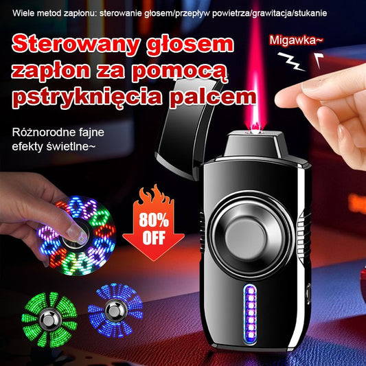 【Wielokolorowe Efekty Świetlne】Metaliczna Inteligentna Zapalniczka Sterowana Głosem