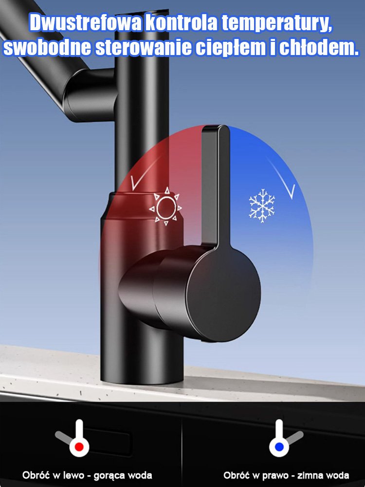 Nowo zmodernizowana obrotowa bateria ze stali nierdzewnej z ramieniem mechanicznym.