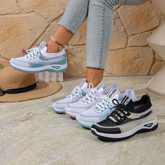 Moteriški kvėpuojantys tinklinio audinio gradientiniai sportbačiai-LT