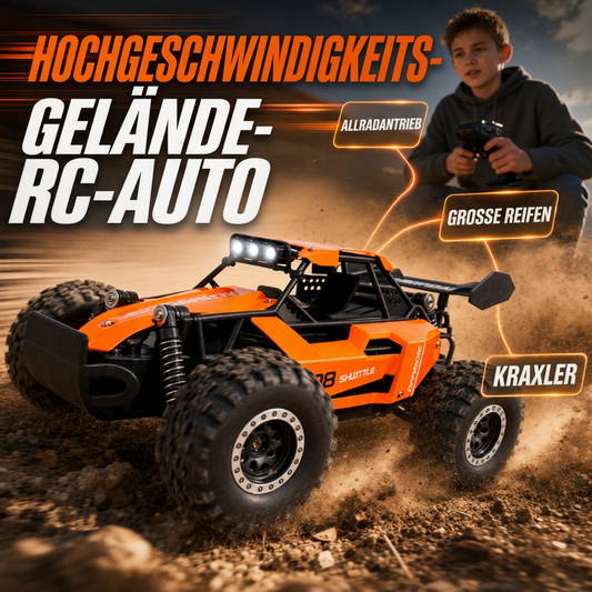 🏎️Nagy sebességű, négykerék-meghajtású RC terepjáró – Erős motor, terepen is könnyen használható✨
