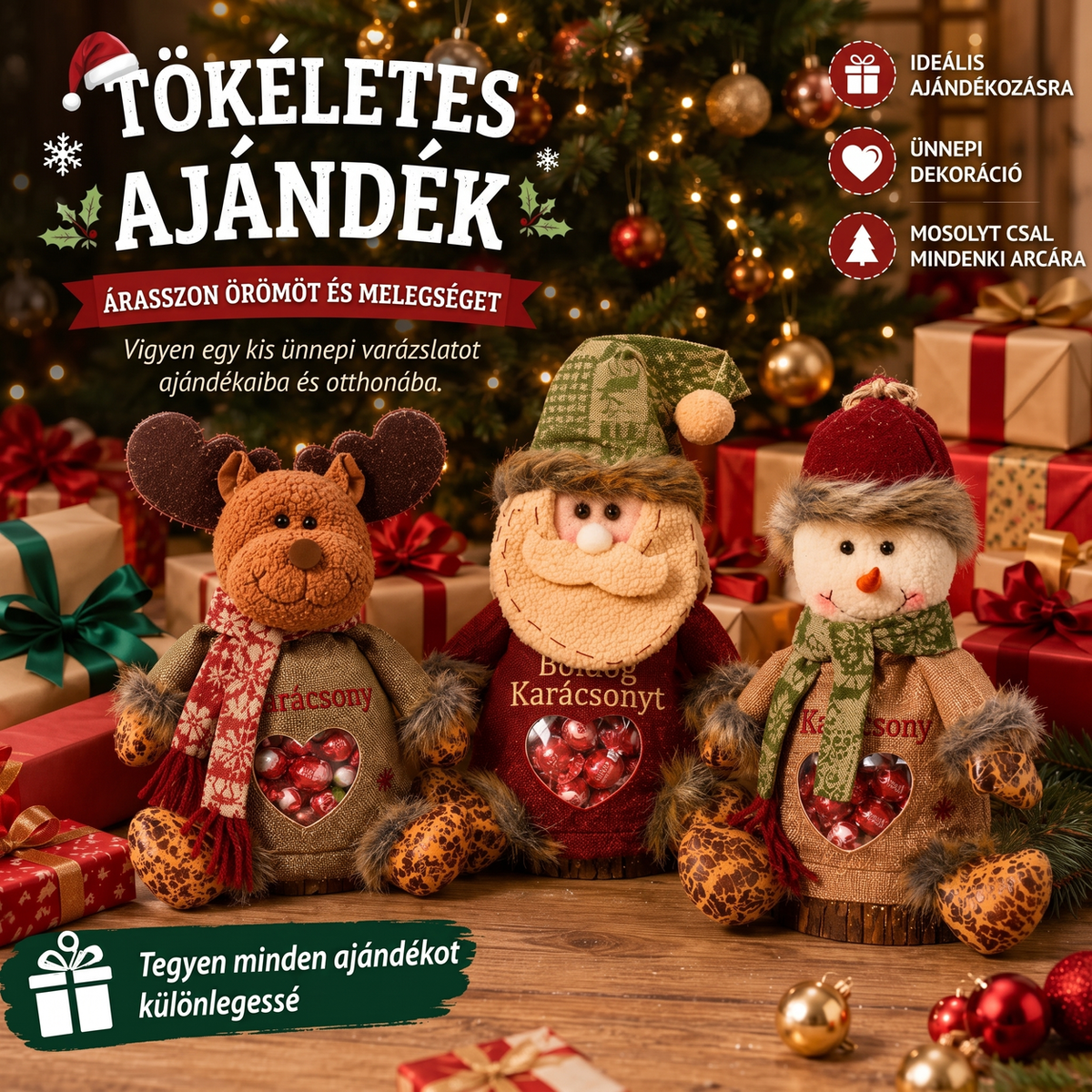 🎄🎁 49% OFF utolsó nap! Cipzáros karácsonyi ajándéktasak – Ünnepi csomagolás 🎅✨