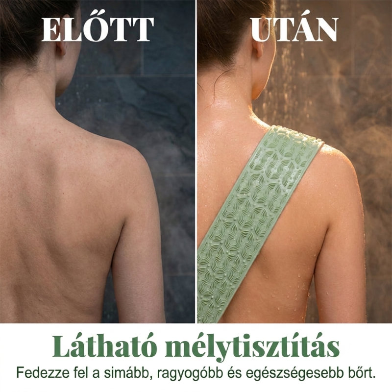 🛁 Kényelmes szilikon hátmosó kefe – Könnyebb tisztálkodás hajolgatás nélkül