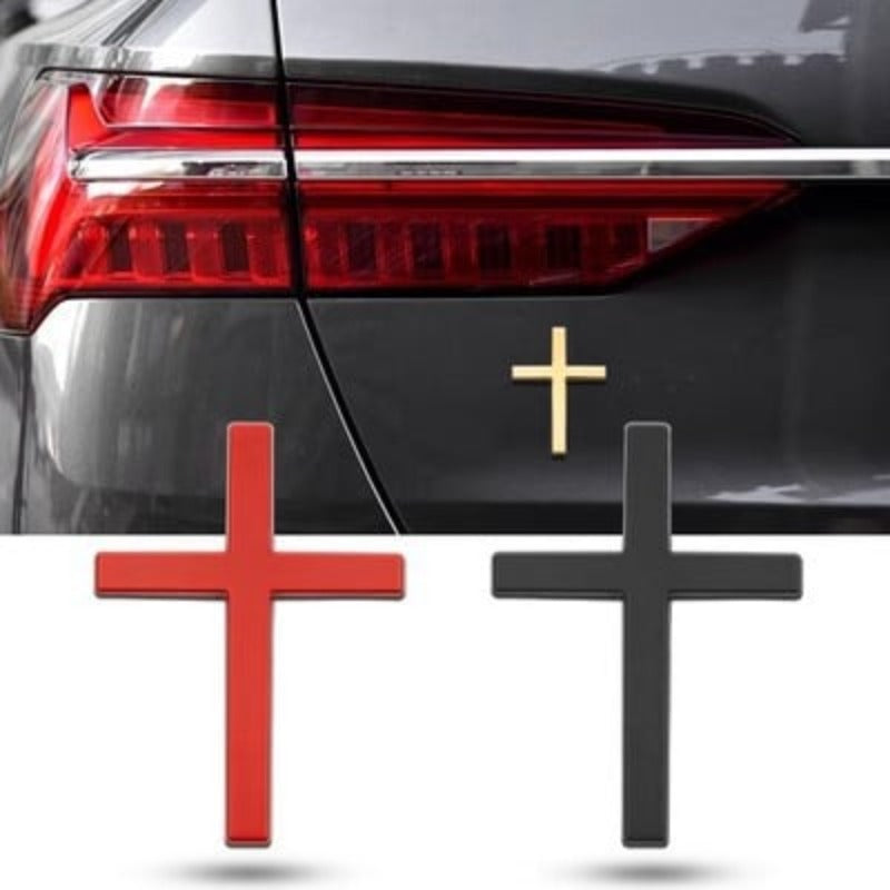 3D metalinio kryžiaus automobilio lipdukas-LT