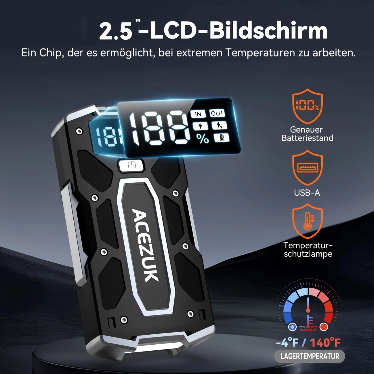 Rozrusznik samochodowy 7000A szczytowy 12V (10,0 l benzyny/8,0 l oleju napędowego), akumulator rozruchowy ze światłem LED, inteligentny rozrusznik z 8 zabezpieczeniami, w zestawie z torbą transportową