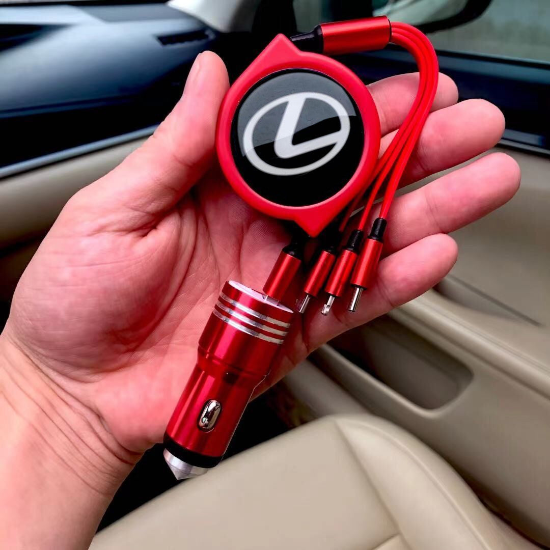 3 w 1 zwijany kabel do transmisji danych w samochodzie + bezpłatna ładowarka samochodowa