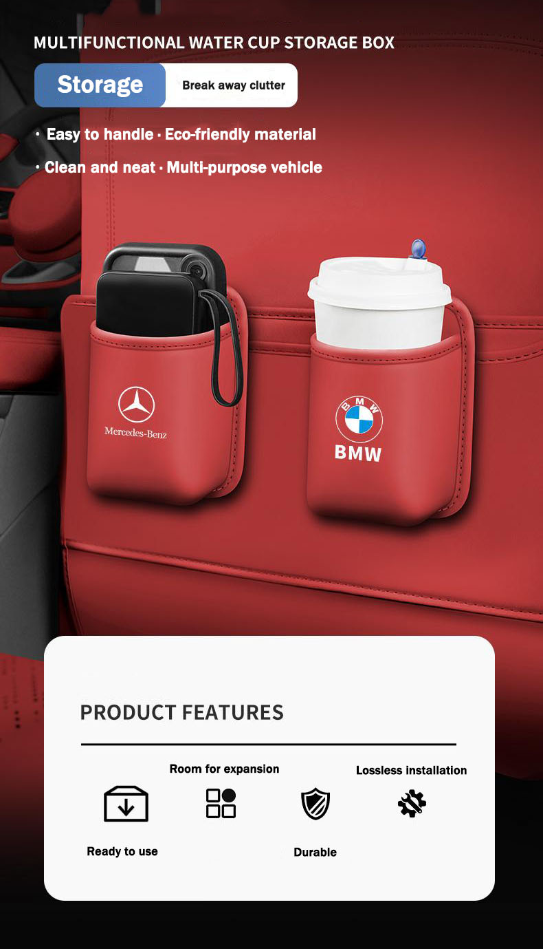 Leather Car Cup Holder Organizer