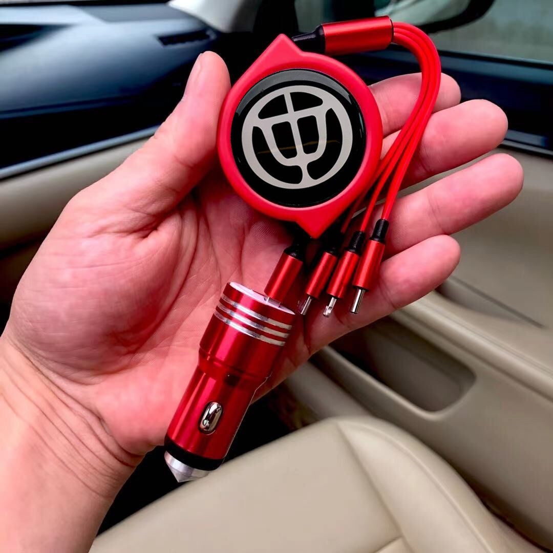 3 w 1 zwijany kabel do transmisji danych w samochodzie + bezpłatna ładowarka samochodowa