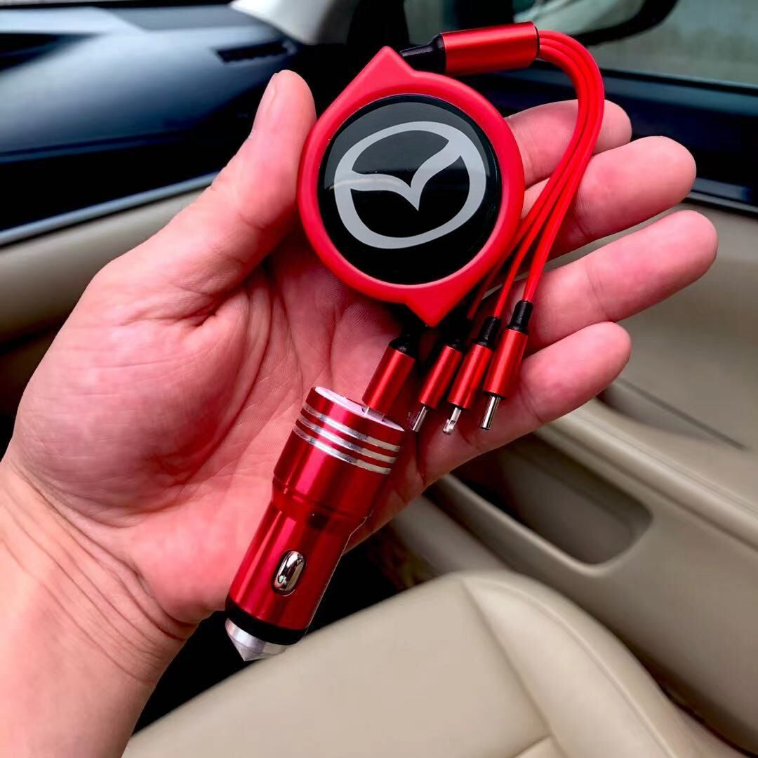 3 w 1 zwijany kabel do transmisji danych w samochodzie + bezpłatna ładowarka samochodowa