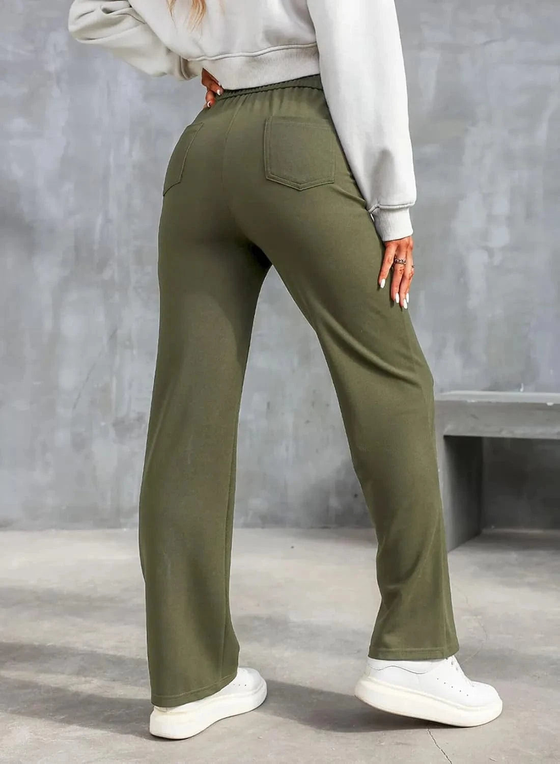 Elastyczne spodnie rekreacyjne z wysokim stanem