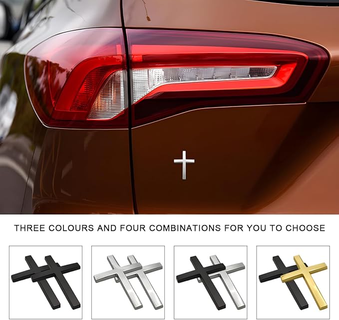 3D metalinio kryžiaus automobilio lipdukas-LT