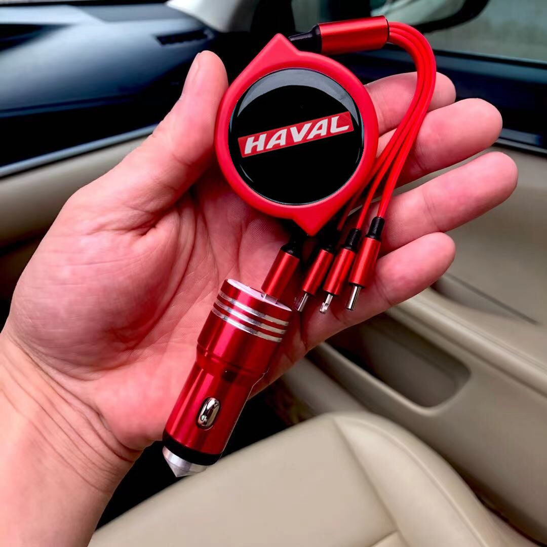 3 w 1 zwijany kabel do transmisji danych w samochodzie + bezpłatna ładowarka samochodowa