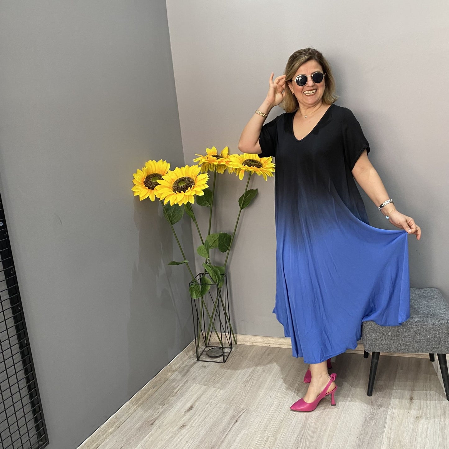 👗 Itališka atsitiktinė maxi suknelė su gradiento spalva