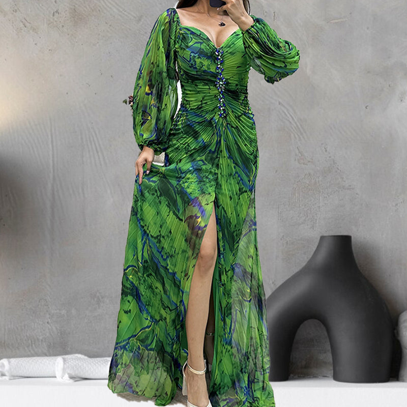 ✨【Slimming Wizard】Sukienka bez ramiączek dla kobiet✨ | Atrakcyjny design bez ramiączek | Szczegóły plisowane | Wycięcie na plecach, wygodne długie rękawy