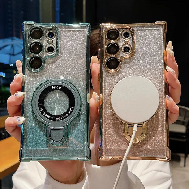 Θήκες κινητών τηλεφώνων Magnetic Gradient Magnetic Glitter για Samsung S22/23/24-GR