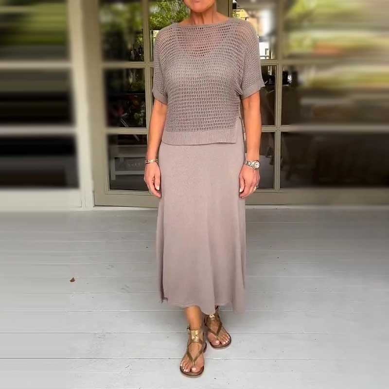 Dámska dvojdielna súprava háčkovaných šiat a háčkovaných šiat