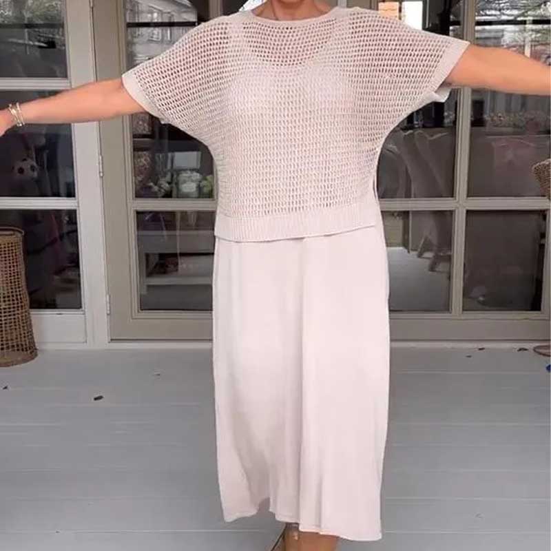 Dámska dvojdielna súprava háčkovaných šiat a háčkovaných šiat