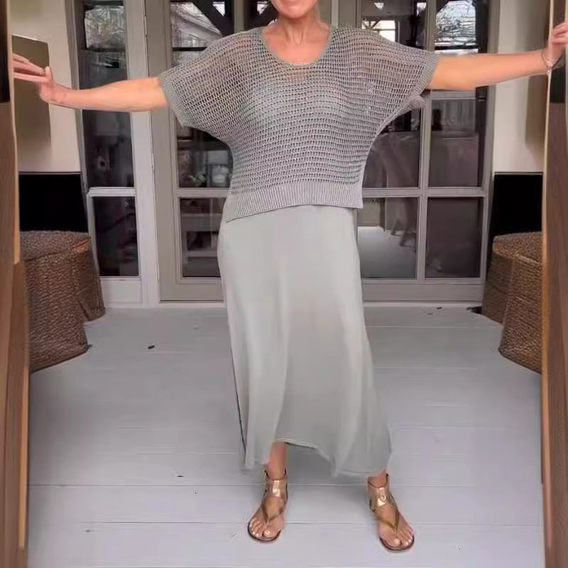 Dámska dvojdielna súprava háčkovaných šiat a háčkovaných šiat