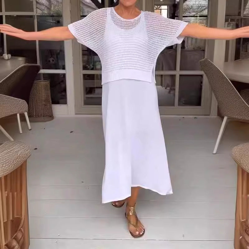 Dámska dvojdielna súprava háčkovaných šiat a háčkovaných šiat