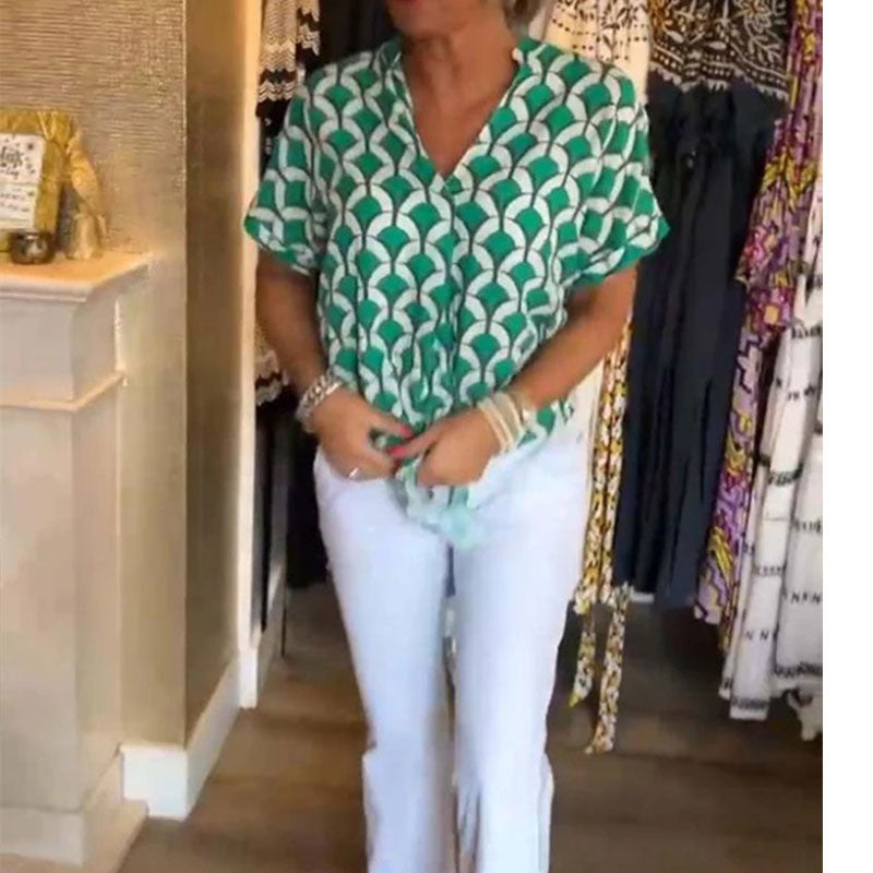 💖Casualowy top z krótkim rękawem i dekoltem V