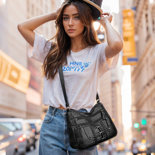 Ženska vintage torba iz mehkega PU usnja - SI