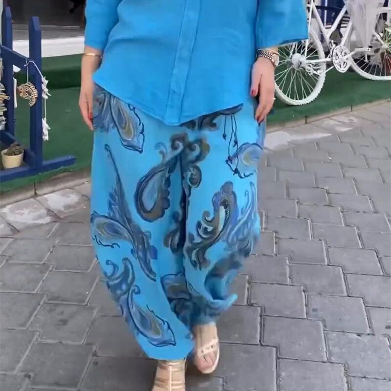 💖 Damski top z długim rękawem i spodnie z szerokimi nogawkami ✨