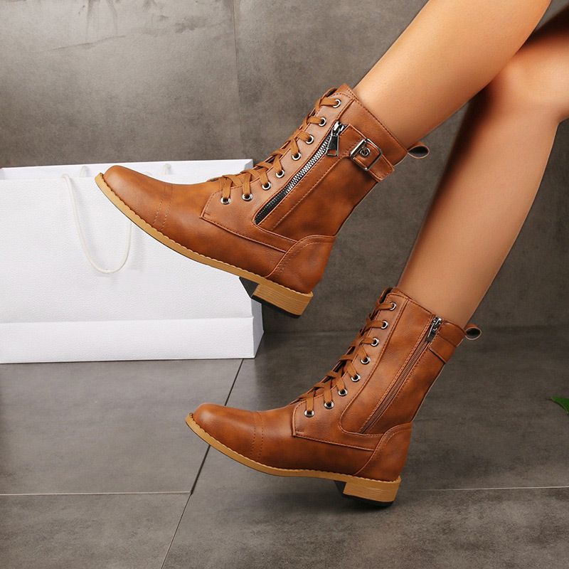 Ženske kožne ortopedske cipele s okruglim vrhom i patentnim zatvaračem sa strane👢-HR