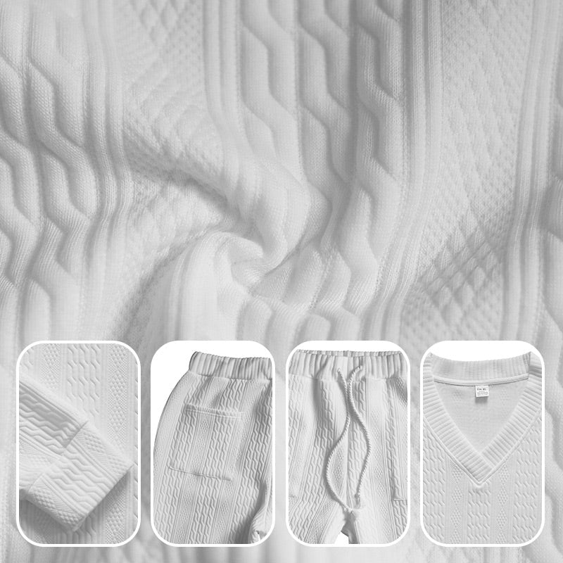 💥Ograniczona czasowo zniżka 50%💥Męski 2-częściowy zestaw składający się z bluzy z dekoltem w serek i spodni dresowych