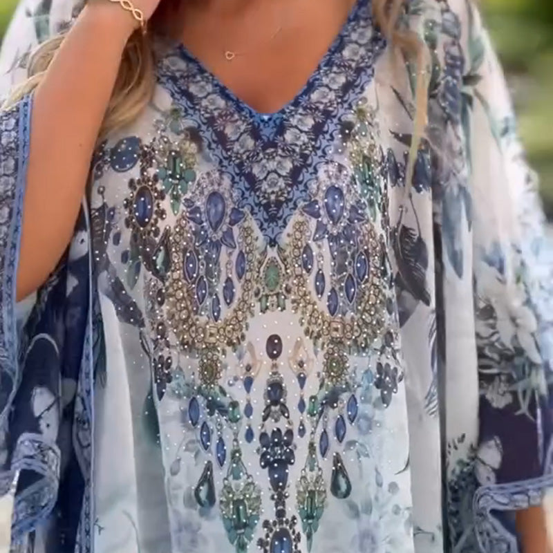 [S-5XL]🥰Czeska luźna asymetryczna sukienka z dekoltem V