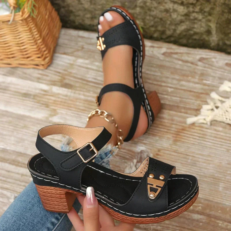 【EU 36-43】👡Vasaros moteriški stori aukštakulniai sandalai-LT