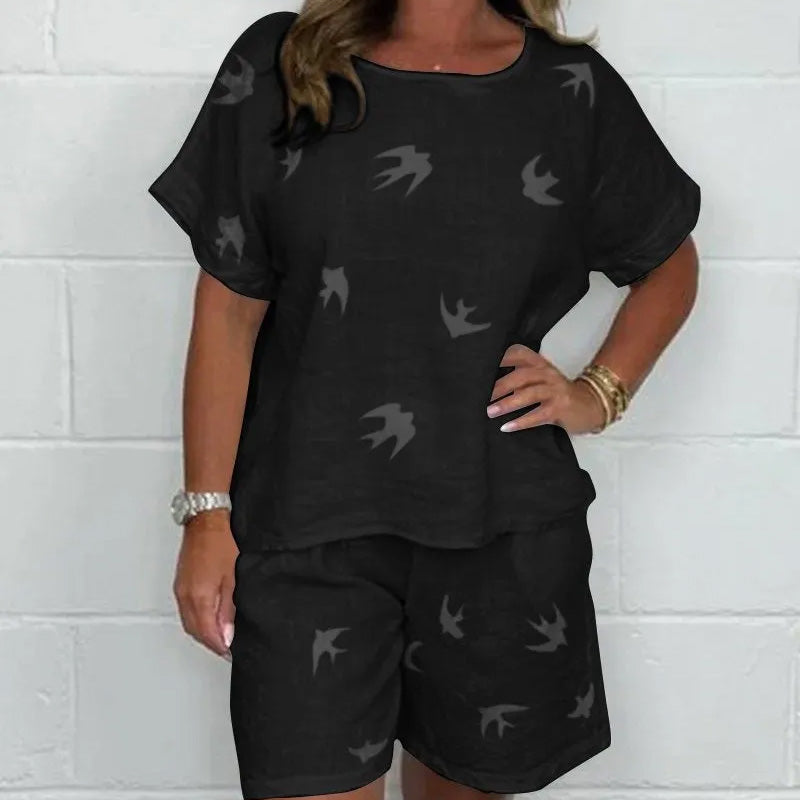 🌸 Luźny, drukowany, wygodny, krótki rękaw, garnitur【S-3XL】