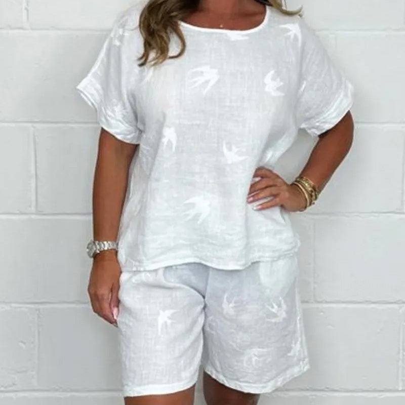 🌸 Luźny, drukowany, wygodny, krótki rękaw, garnitur【S-3XL】