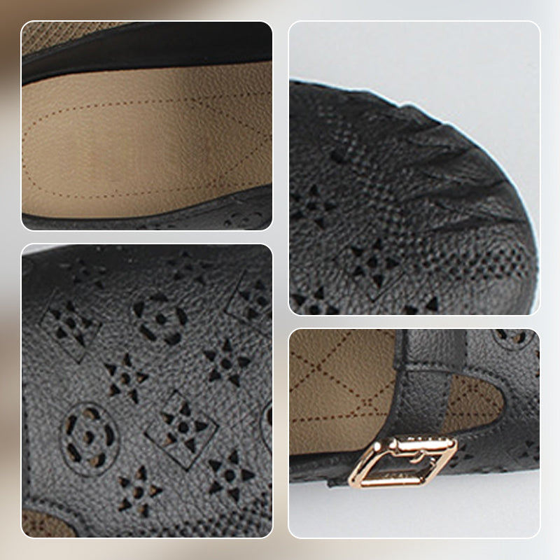 Okrągłe, wydrążone, rzeźbione kwiaty, damskie kapcie na niskim obcasie