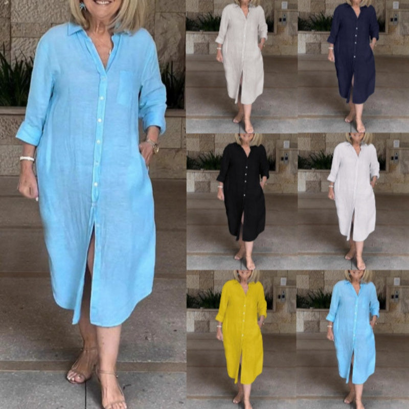 🔥Luźna bawełniano-lniana sukienka dla kobiet