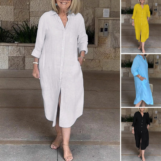 🔥Luźna bawełniano-lniana sukienka dla kobiet