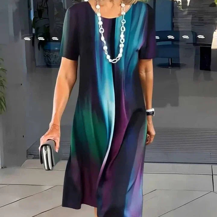 Sukienka plisowana damska w bloki kolorystyczne