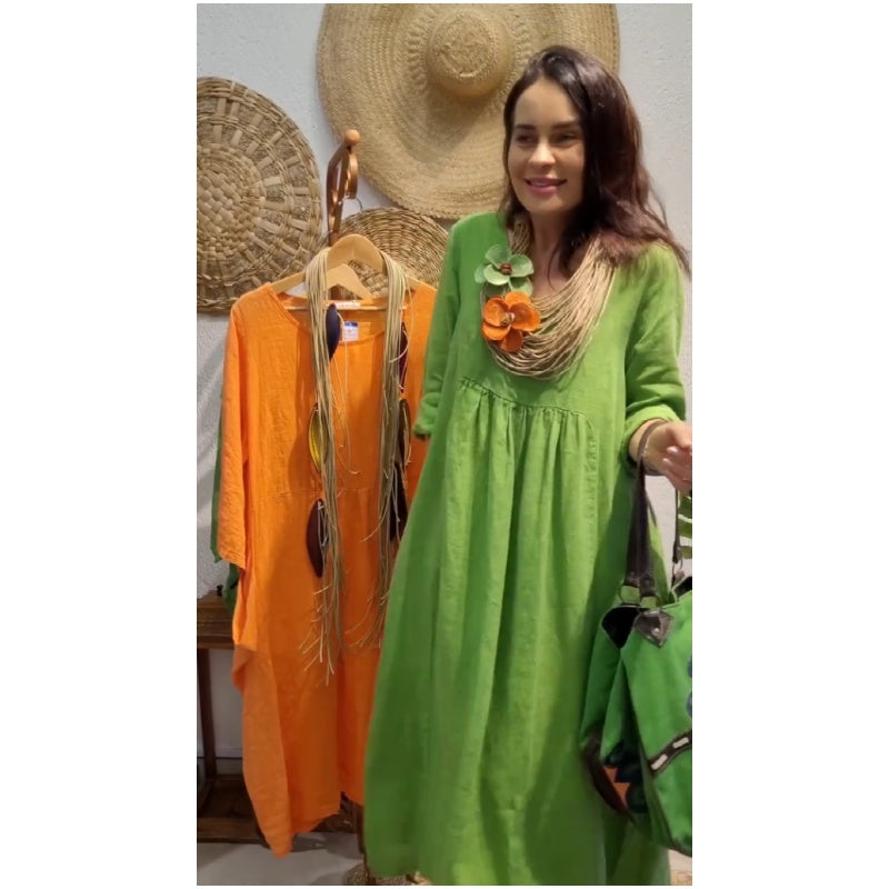 💖Limitowana wyprzedaż 20% ZNIŻKI💖Damska casualowa sukienka lniana z długim rękawem w stylu boho