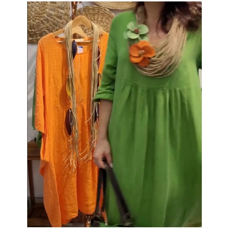 💖Limitowana wyprzedaż 20% ZNIŻKI💖Damska casualowa sukienka lniana z długim rękawem w stylu boho