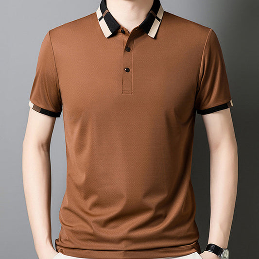 🔥Męska koszulka z krótkim rękawem Stretch Ice Silk z klapami