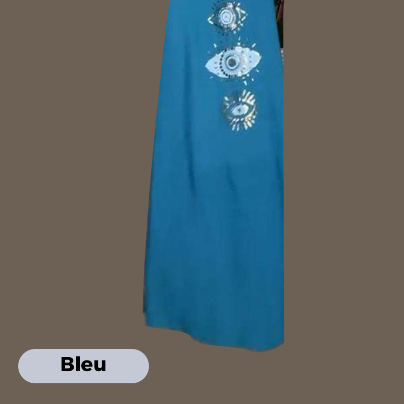 🔥Damska długa sukienka bez rękawów z wzorem w oczy👗