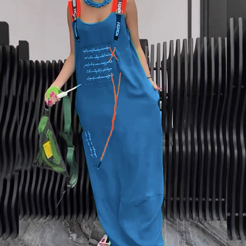 Damska sukienka bez rękawów z nadrukiem na co dzień