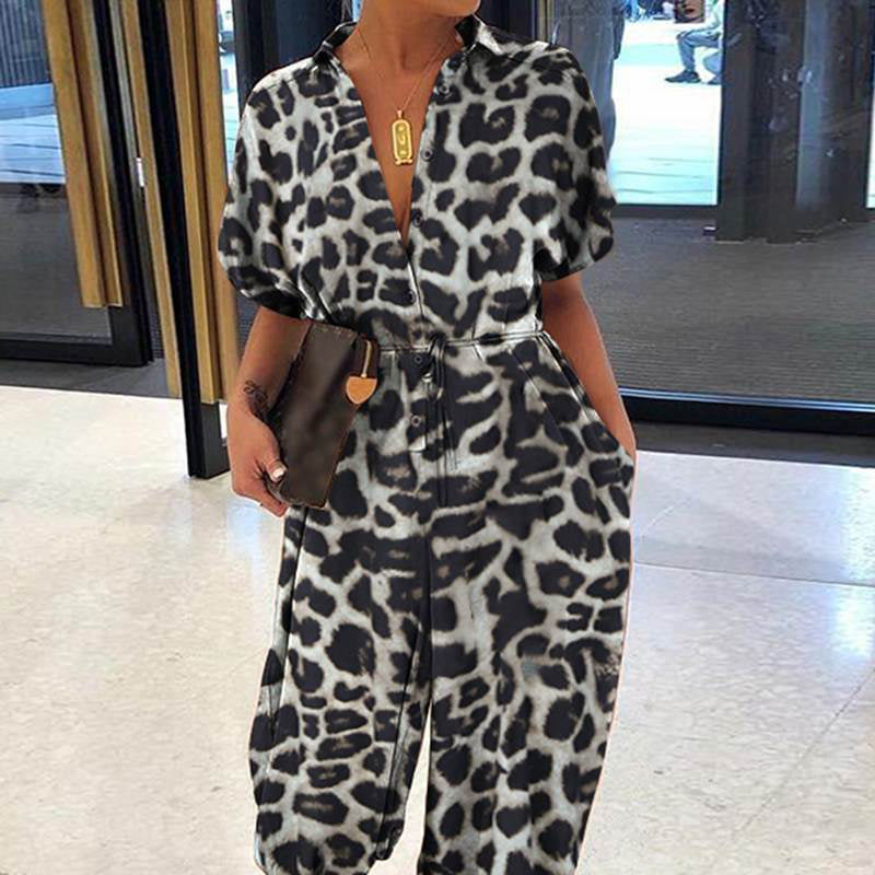 💜✨Női gomb alkalmi laza laza rövid ujjú jumpsuit