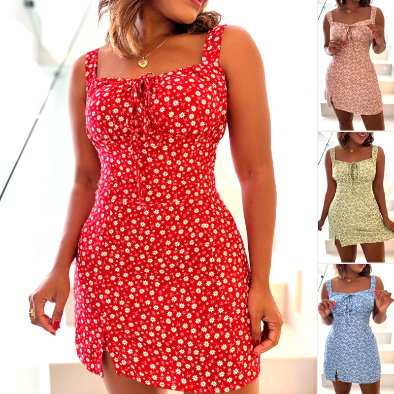 🌸Mini sukienka z kwiatowym nadrukiem i ramiączkami spaghetti