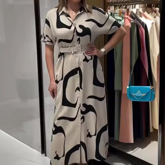 Sukienka damska z krótkim rękawem i nadrukiem