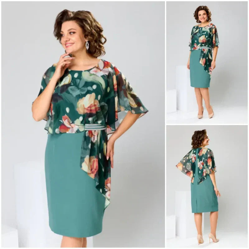 🌸 Eleganckie sukienki damskie z okrągłym dekoltem w kwiaty